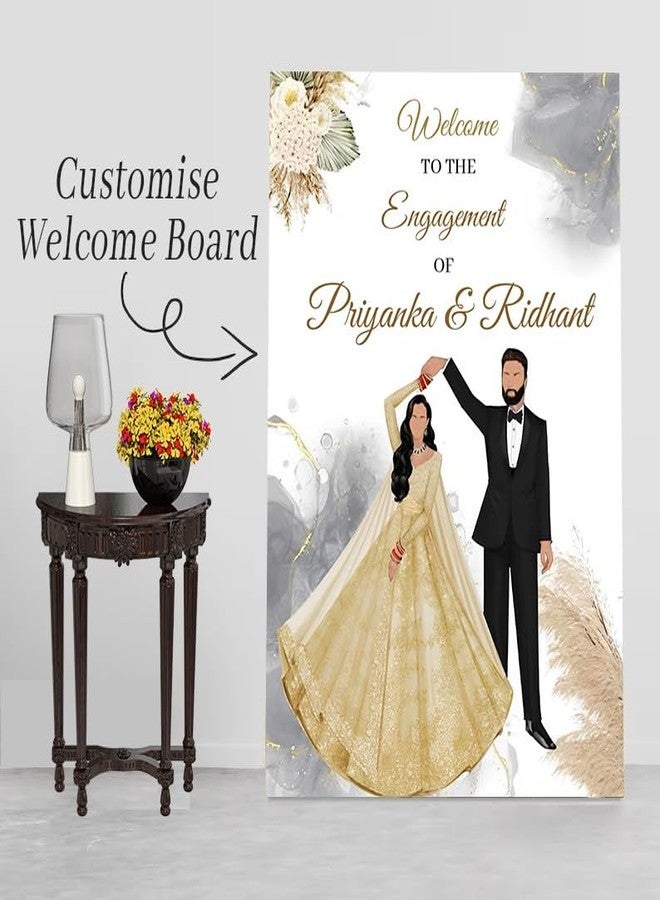 ثيم ماي بارتي لوحة ترحيبية لحفل خطوبة هندي تقليدي مُخصصة - لوحة ترحيبية لحفل ما قبل الزفاف الهندي - لوحة ترحيبية لحفل هندي - Image 3